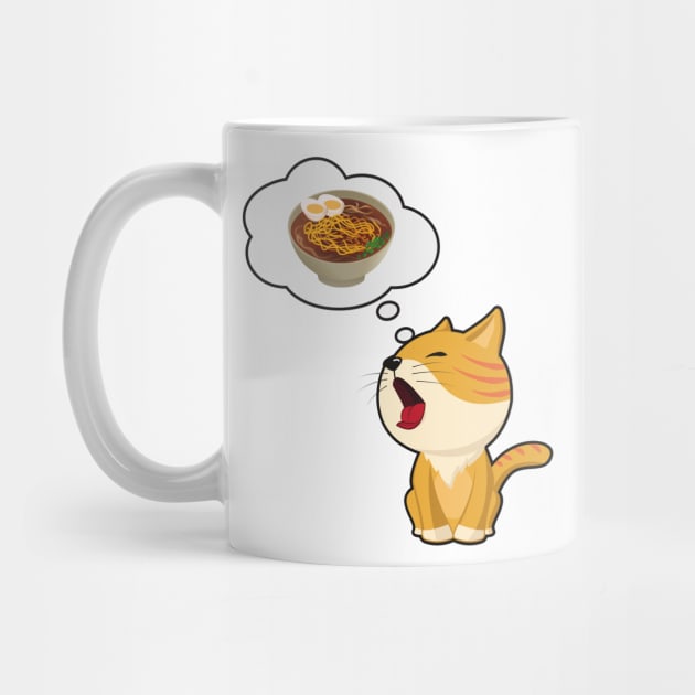 Cat think eating Ramen by 88House Shop